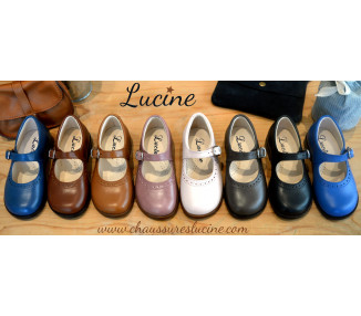 Chaussures Louise RESISTANTES fille à boucle - cuir BLEU MARINE