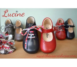 Chaussures Babies Charles IX Alice à boucle - cuir ROUGE cerise
