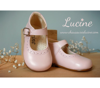 Chaussures Babies Charles IX Alice à boucle - cuir ROSE pâle