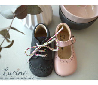 Chaussures Babies Charles IX Alice à boucle - cuir ROSE pâle