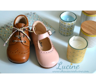 Chaussures Babies Charles IX Alice à boucle - cuir ROSE pâle