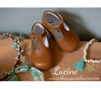 Chaussures bébé bottillons Salomé à boucle Axel - cuir CAMEL