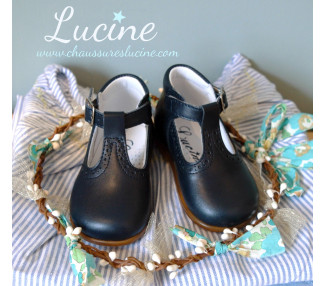 Chaussures bébé à boucle fille ou garçon en cuir, excellent maintien