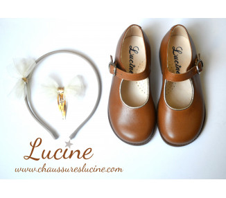 Chaussures Louise RESISTANTES fille à boucle - cuir camel or