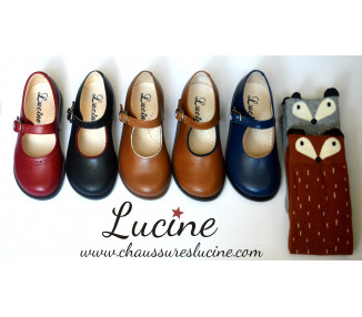 Chaussures Louise RESISTANTES fille à boucle - cuir rouge cerise