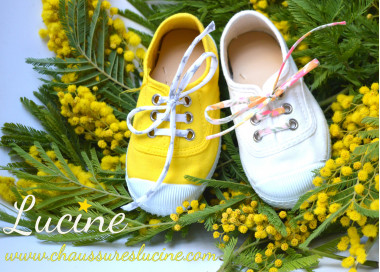 Tennis baskets en toile Blanc et jaune vif