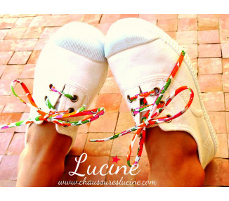 BLANC -Toiles à lacets et élastiques