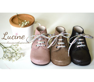 Chaussures bébé bottillons Arthur - cuir GRIS foncé irisé