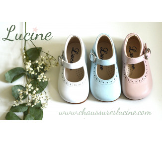 Chaussures Babies Charles IX Alice à boucle - cuir BLEU CIEL