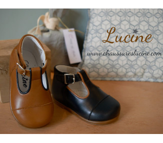 Chaussures ouvertes bébé fille et garçon camel et marine