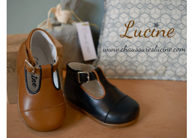 Chaussures ouvertes bébé fille et garçon camel et marine