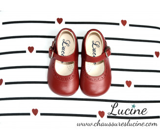 Chaussures Babies Charles IX Alice à boucle - cuir ROUGE cerise