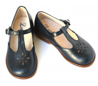 Chaussures Salomé RESISTANTES fille à boucle Alma - cuir bleu marine