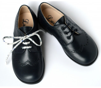 Chaussures derbies RESISTANTES enfant à lacets Gabriel bout golf - cuir bleu MARINE