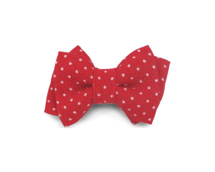 Mini noeud double - Rouge pois blancs Mini noeud double - Rouge pois blancs