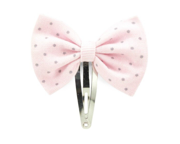 Noeud Ruban - Rose pâle pois gris Noeud Ruban - Rose pâle pois gris