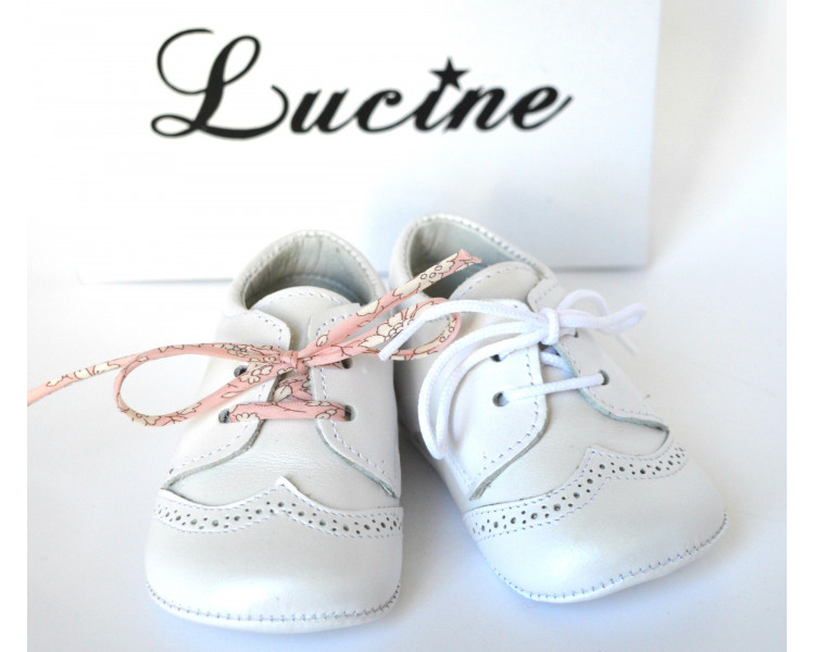 Chaussons bébé SOUPLES Mini-Adonis - cuir BLANC