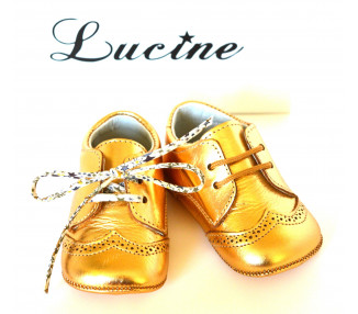 Chaussons bébé SOUPLES Mini-Adonis - cuir OR jaune