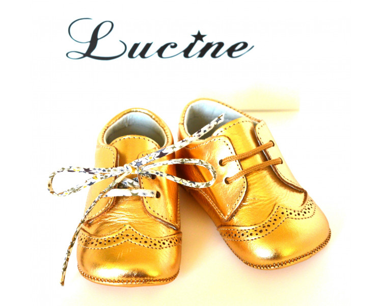 Chaussons bébé SOUPLES Mini-Adonis - cuir OR jaune