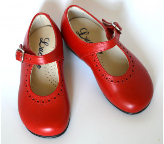 Chaussures fille à boucle Bérénice - cuir ROUGE