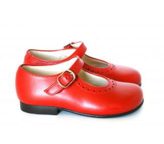 Chaussures fille à boucle Bérénice - cuir ROUGE