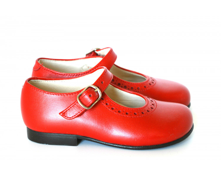 Chaussures fille à boucle Bérénice - cuir ROUGE