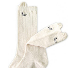 Chaussettes hautes SOURIS - BEIGE crème