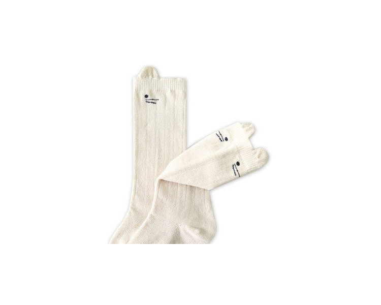 Chaussettes hautes SOURIS - BEIGE crème