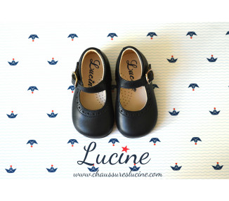 Chaussures Babies Charles IX Alice à boucle - cuir MARINE