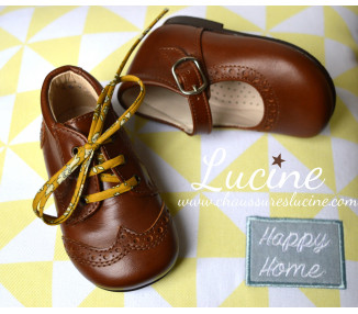 Chaussures Babies Charles IX Alice à boucle - cuir COGNAC