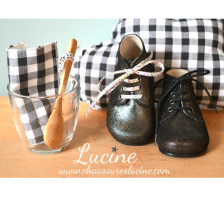 Chaussures bébé bottillons Arthur - cuir GRIS foncé irisé