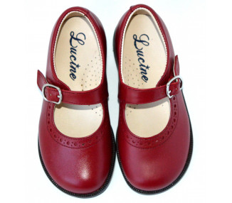 Chaussures Louise RESISTANTES fille à boucle - cuir rouge cerise