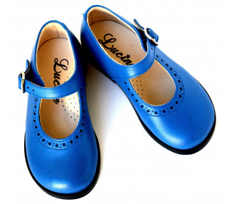 Chaussures Louise RESISTANTES fille à boucle - cuir bleu royal