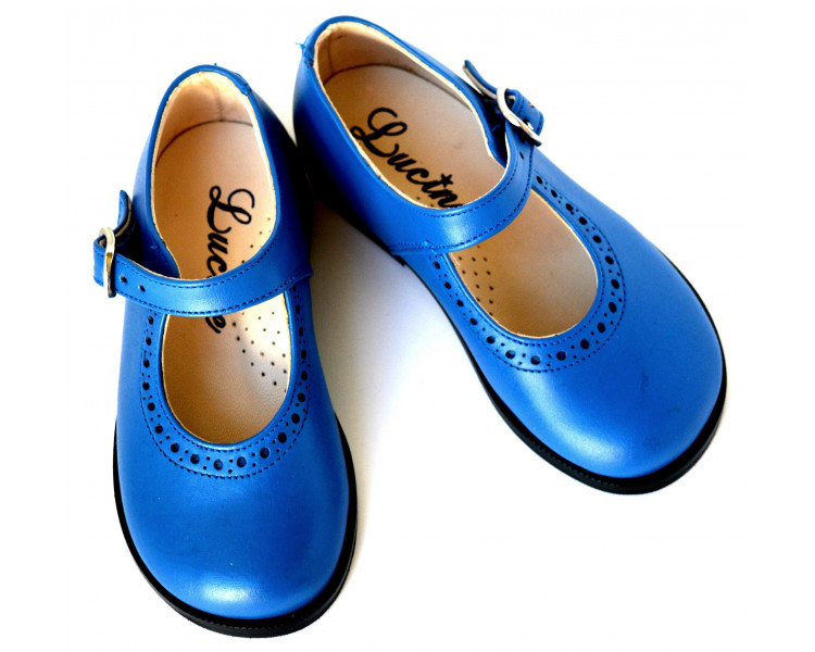Chaussures Louise RESISTANTES fille à boucle - cuir bleu royal