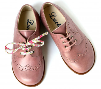 Chaussures derbies RESISTANTES fille à lacets Gabriel bout golf - cuir VIEUX ROSE