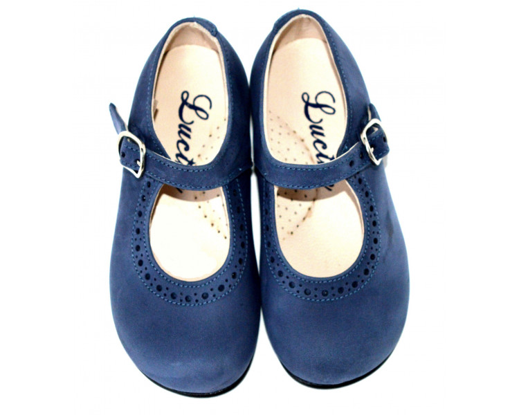 Chaussures fille à boucle Bérénice - nubuck bleu navy