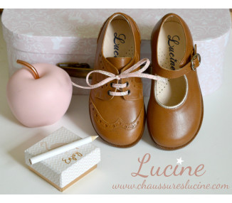 Chaussures Louise RESISTANTES fille à boucle - cuir camel or