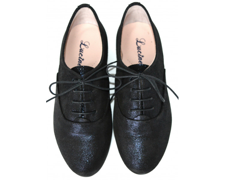 Chaussures derbies à lacets fille Capucine - cuir NOIR irisé