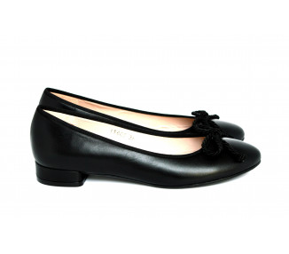 Ballerine cordon épais - haute talonnette 2cm- cuir NOIR