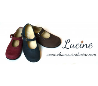 Chaussures fille à boucle Léonie - nubuck Prune framboise bordeaux