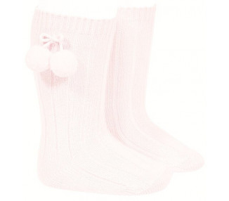 ROSE pâle - Chaussettes hautes à POMPOMS