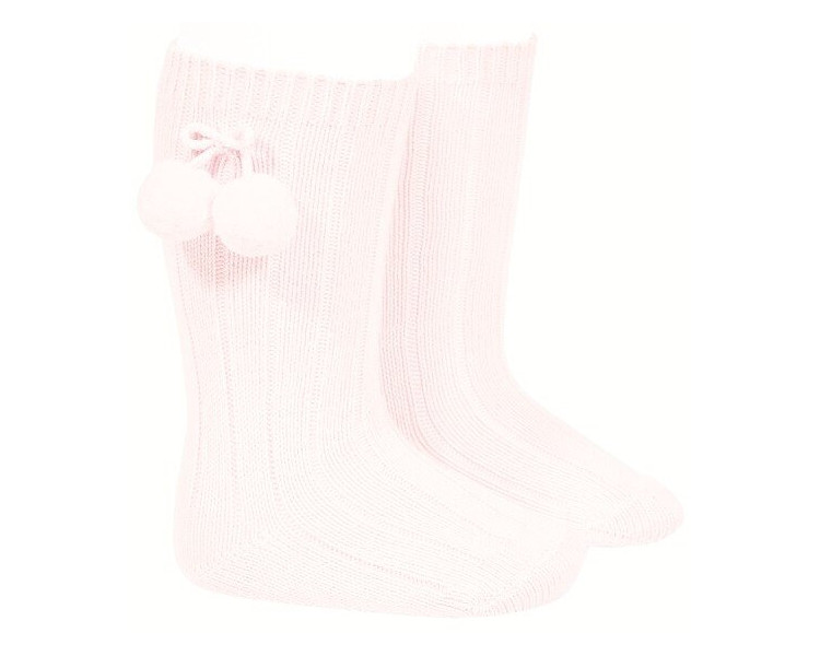 ROSE pâle - Chaussettes hautes à POMPOMS