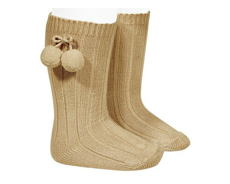 CAMEL CLAIR - Chaussettes hautes à POMPOMS CAMEL CLAIR - Chaussettes hautes à POMPOMS