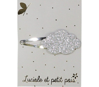 Barrette nuage - Glitter argent