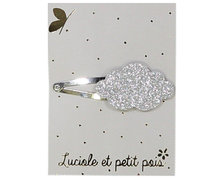 Barrette nuage - Glitter argent