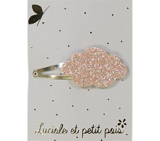 Barrette nuage - Glitter rose