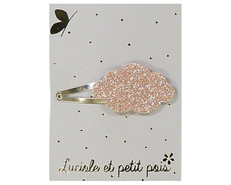 Barrette nuage - Glitter rose