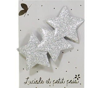 Barrette 3 étoiles - Glitter argent