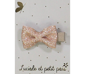 Barrette Mini Papillon vieux rose - pince CROCODILE