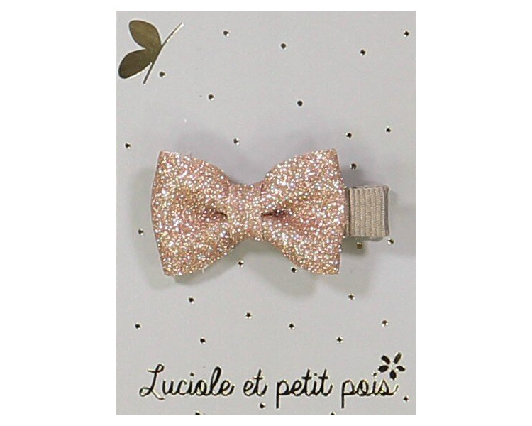 Barrette Mini Papillon vieux rose - pince CROCODILE